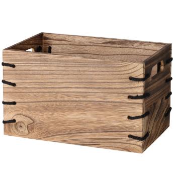 Preview: 3er-Set Holzkisten Paulownia Holz braun - Vintage-Design Deko & Aufbewahrung - 26x16x16 / 30x20x18 / 34x24x20 cm - Grifföffnungen & Verzierung