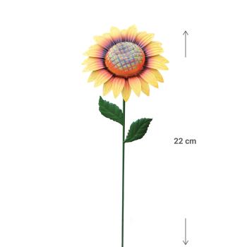 Preview: Gartenstecker Sonnenblume mit Wackelblüte - Metall Beetstecker für Pflanzkästen Garten Dekoration - bunt - 82cm Höhe - lackiertes Metall