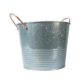 Preview: 2er-Set Zinktopf mit zwei Metallgriffen, Zinkeimer Landhausstil, Ø 22,5 cm