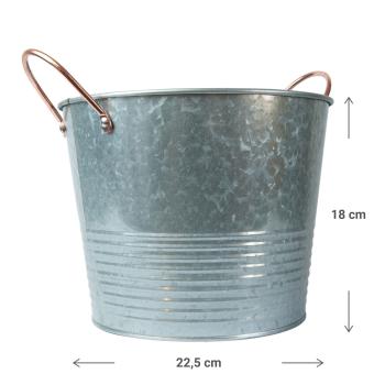 Preview: 2er-Set Zinktopf mit zwei Metallgriffen, Zinkeimer Landhausstil, Ø 22,5 cm