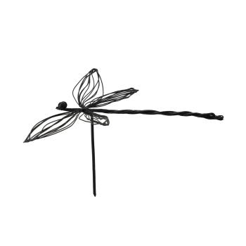 Preview: Blumentopfstecker Libelle - Filigrane Gartenstecker aus Eisen für Innen & Aussen - Dekoration für Pflanzenkästen & Beete - 8x19x13cm