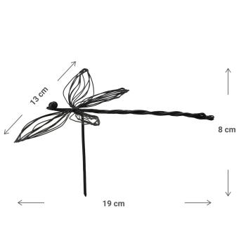 Preview: Blumentopfstecker Libelle - Filigrane Gartenstecker aus Eisen für Innen & Aussen - Dekoration für Pflanzenkästen & Beete - 8x19x13cm