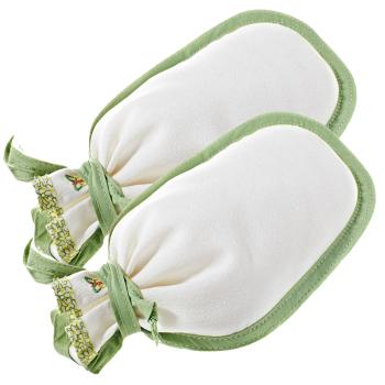 Preview: 2er-Set Peelinghandschuh Green Butterfly - Sanftes Körperpeeling für Gesicht & Körper - Anti-Cellulite-Effekt - Schadstofffrei & hautfreundlich - Weiss/Grün
