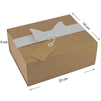 Preview: Boîte cadeau en papier, boîte cadeau avec couvercle et ruban, 18 x 9 x 23 cm