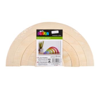 Preview: Holzdeko Regenbogen zum Aufstellen - 3D-Bastel-Deko für kreative Gestaltung & Bemalung - 100% naturbelassen - ideal als Geschenk - 24x12x2cm