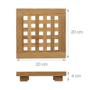 Preview: Bambus Untersetzer 2er Set - Quadratischer Topfuntersetzer für Töpfe & Pfannen - 20x20x4cm - Hitzeschutz für Esstisch & Arbeitsflächen - Robust & langlebig