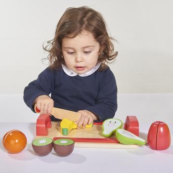 Preview: Children‘s cutting board with fruit 12-piece, wooden educational toy, 26 x 16.5 cm