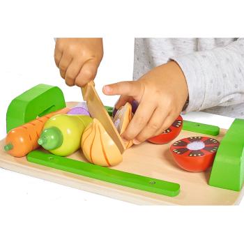 Preview: Children‘s chopping board with vegetables 12-piece, wooden educational toy, 26 x 16.5 cm