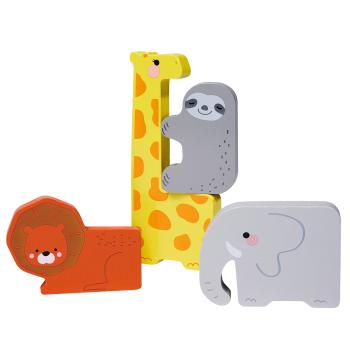 Preview: Puzzle di animali in legno, set di animali giocattolo educativo in scatola di legno