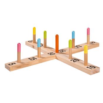 Preview: Gioco di lancio degli anelli per esterni in legno di pino, gioco di lancio con anelli in sisal, 50 x 50 cm