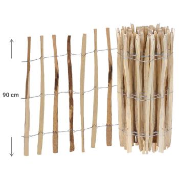 Preview: Robusta staccionata in nocciola con filo metallico: 90x500cm di recinzione da giardino per una recinzione naturale e duratura - resistente alle intemperie e stabile