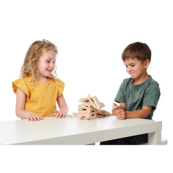 Preview: Torre di mattomcini di legno, gioco di abilità 54 pezzi, 10,2 x 10,2 x 32,2 cm