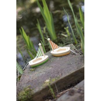 Preview: Lot de 2 bateaux de bain, jouets aquatiques en bois de pin et de bouleau, 6,5 x 22,6 x 11 cm