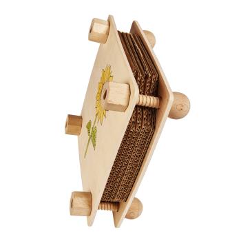 Preview: Blätterpresse Buchenholz - Kreatives Lernspielzeug für Kinder ab 6 Jahren - Blütenpresse mit Farben, Malvorlagen - 18,5x18,5cm