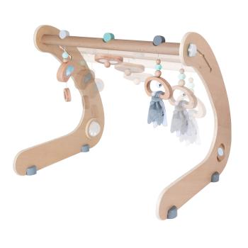 Preview: Arche de jeu interactive en bois pour bébé avec perles, miroir & clochettes - Jouet sensoriel, 8x57x53cm, Jouet pour bébé