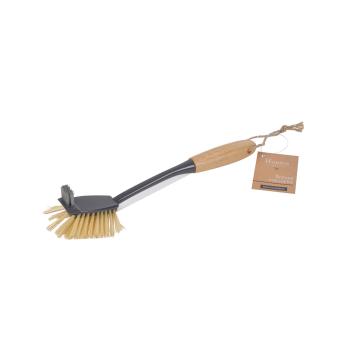 Preview: Spülbürste mit Bambusgriff - Stabile Küchenbürste für Geschirr & Saftrillen - Ergonomisch geformt, mit Aufhängeschnur - Kunststoff-Kopf, 27 cm