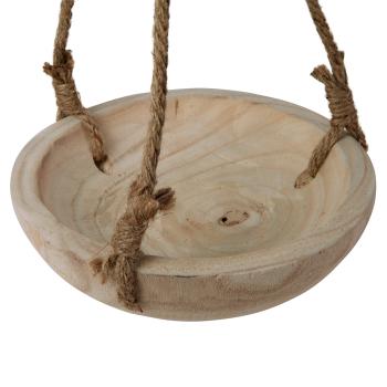 Preview: Decorative bowl made of Paulownia wood, wooden bowl with jute hanging cord, 23 x 6 x 23 cm