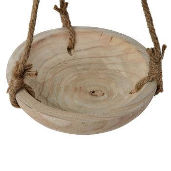 Preview: Decorative bowl made of Paulownia wood, wooden bowl with jute hanging cord, 23 x 6 x 23 cm