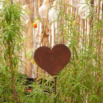 Preview: Cuore di zinco per giardino, decorazione da giardino in look ruggine, marrone rossiccio, altezza 35 cm