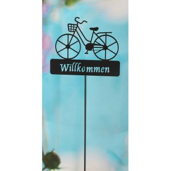 Preview: Fiche de jardin Bienvenue en fer, décoration de jardin vélo, noir, hauteur 90 cm