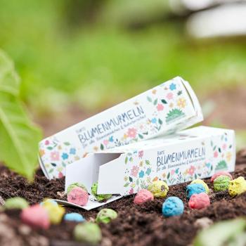 Preview: Blumenmurmeln 25er-Set für Kinder – Bunte Saatbomben zum einfachen Pflanzen vielfältiger Blumen – 24 Sorten, 100% Naturmaterialien, handgefertigt