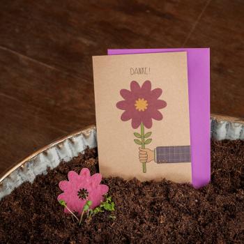 Preview: Carte de voeux de remerciement avec graines pour fleurs, carte avec graines à planter
