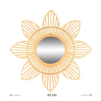 Preview: Miroir avec cadre en bambou, miroir mural avec cadre à fleurs, marron, 62 x 62 cm Preview: Miroir avec cadre en bambou, miroir mural avec cadre à fleurs, marron, 62 x 62 cm