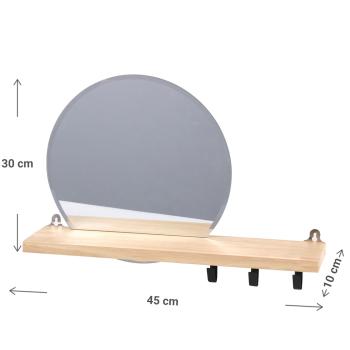 Preview: Shelf with mirror and clips for towels, shelf for the bathroom or kitchen, 45 x 10 x 30 cm