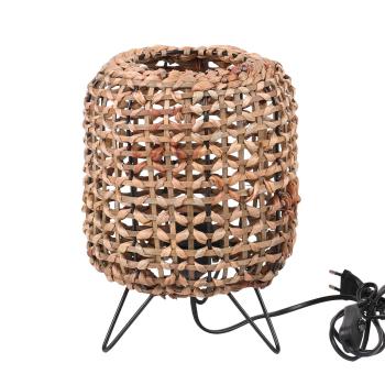 Preview: Lampe en jacinthe d‘eau et métal, lampe de table structure métallique, marron, noir, 29 cm