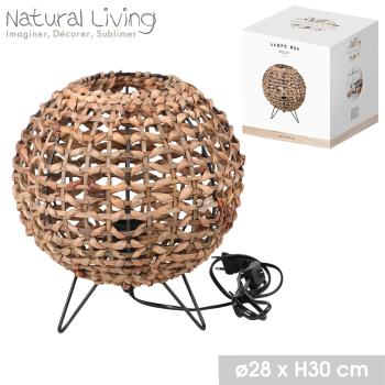 Preview: Lampe en jacinthe d‘eau et métal, lampe de table structure métallique, marron, noir, 30 cm Preview: Lampe en jacinthe d‘eau et métal, lampe de table structure métallique, marron, noir, 30 cm