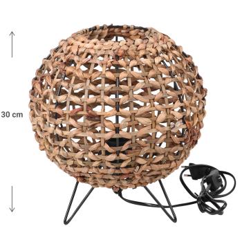 Preview: Lampe en jacinthe d‘eau et métal, lampe de table structure métallique, marron, noir, 30 cm Preview: Lampe en jacinthe d‘eau et métal, lampe de table structure métallique, marron, noir, 30 cm