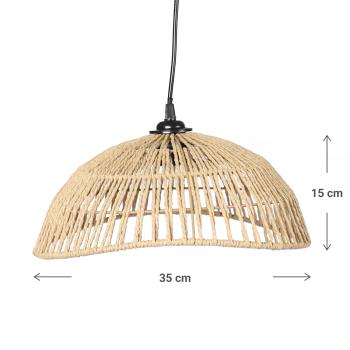 Preview: Lampe en corde et métal, plafonnier structuré, marron, noir, 35 x 35 x 15 cm Preview: Lampe en corde et métal, plafonnier structuré, marron, noir, 35 x 35 x 15 cm