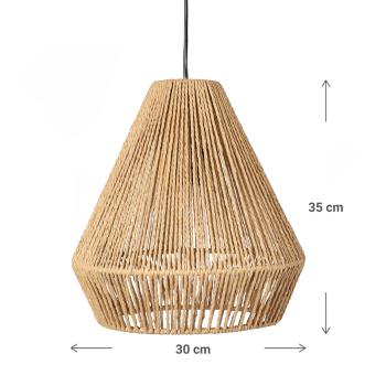 Preview: Lampe en corde et métal, plafonnier structuré, marron, noir, 30 x 30 x 33 cm Preview: Lampe en corde et métal, plafonnier structuré, marron, noir, 30 x 30 x 33 cm