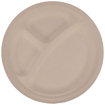 Preview: Set di 12 piatti rotondi in canna da zucchero, biodegradabili, 23 x 23 cm