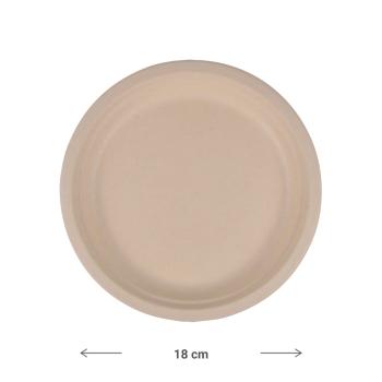 Preview: Assiette ronde en canne à sucre, set de 12, assiette biodégradable, 18 x 18 cm