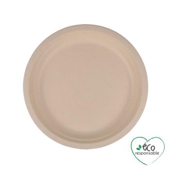 Preview: Zuckerrohr Teller 12er-Set - Biologisch abbaubar & kompostierbar für Events, Partys & Catering - Robust, Ø 22cm - Umweltfreundlich