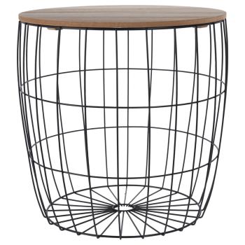 Preview: Set moderno di 3 tavolini in metallo: aspetto metallico, piani in legno, varie dimensioni - Tavolini eleganti per una casa di tendenza