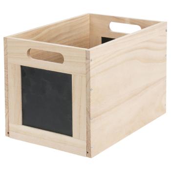 Preview: Practical wooden storage box with chalkboard (30x20x20cm) - box for labeling for individual organization & storage