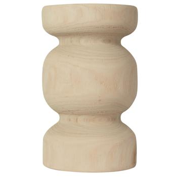 Preview: Candle holder made of paulownia wood, candle holder in a pretty shape, brown, 12 x 20 cm