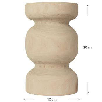 Preview: Candle holder made of paulownia wood, candle holder in a pretty shape, brown, 12 x 20 cm