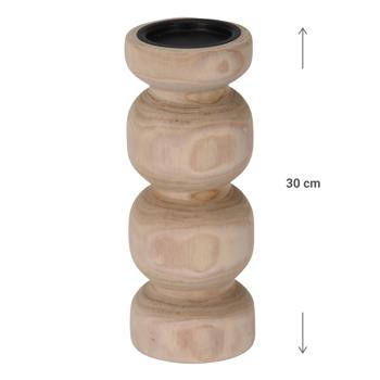 Preview: Candlestick made of paulownia wood, candle holder in a lovely shape, brown, 12 x 30 cm
