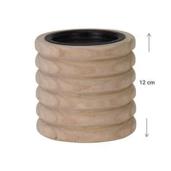 Preview: Candle holder made of paulownia wood, candle holder in a pretty shape, brown, 12 x 12 cm
