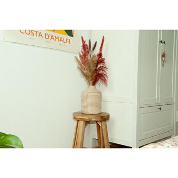 Preview: Vase de fleurs en bois de pauwlonie, vase en bois avec une fine décoration 3D, brun, 15 x 21 cm