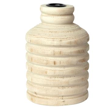 Preview: Candle holder made of paulownia wood, candle holder in a pretty shape, brown, 10 x 15.5 cm