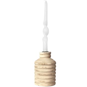 Preview: Candle holder made of paulownia wood, candle holder in a pretty shape, brown, 10 x 15.5 cm