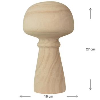 Preview: Deko Figur Pilz aus Paulowniaholz - Rustikale Holz Dekoration braun - Für gemütliches Ambiente drinnen & geschützten Aussenbereich - Ø 15x27cm