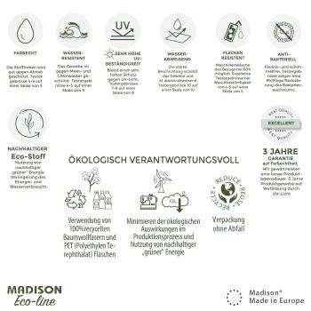 Preview: Cuscino lettino Premium, elegante beige, 190 x 60 cm - Fodera idrorepellente e robusta, protezione UV, Made in Europe by Madison