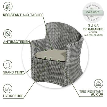 Preview: Coussin de chaise d‘extérieur premium (48x48cm, beige) : Protection contre les UV, imperméable, coussin confortable pour les chaises de jardin, fabriqué en Europe par Madison