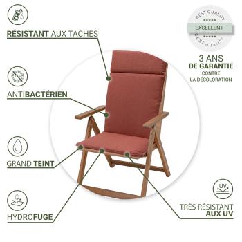 Preview: Premium Coussin pour chaise à haut dossier Terra, 50x120cm - Coussin pour chaise de jardin avec protection UV, hydrofuge, rembourrage de haute qualité