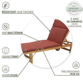 Preview: Coussin pour chaise longue, hydrofuge, terra, 190 x 60 cm